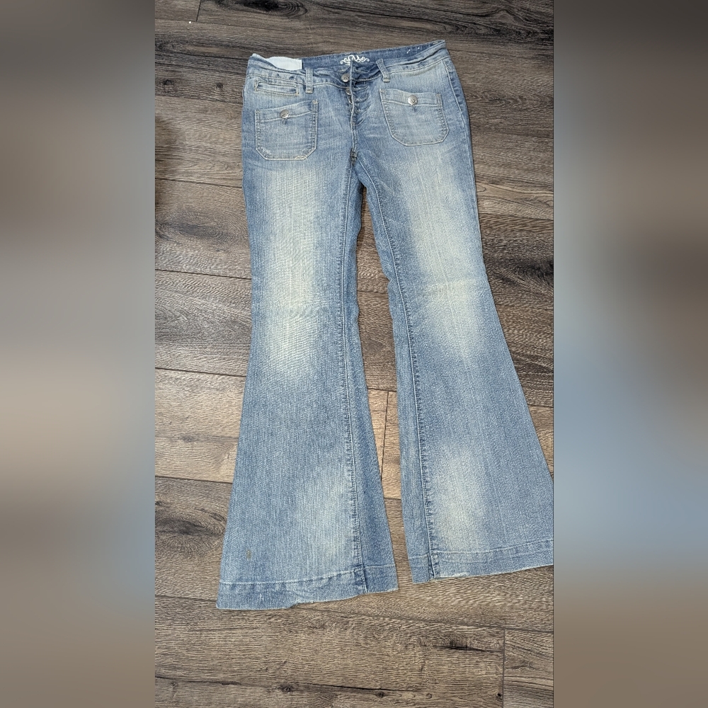 Jeans Blue Flare Wide Leg Denim